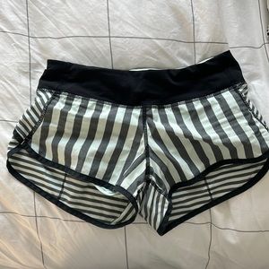 Lululemon grey and mint striped shorts